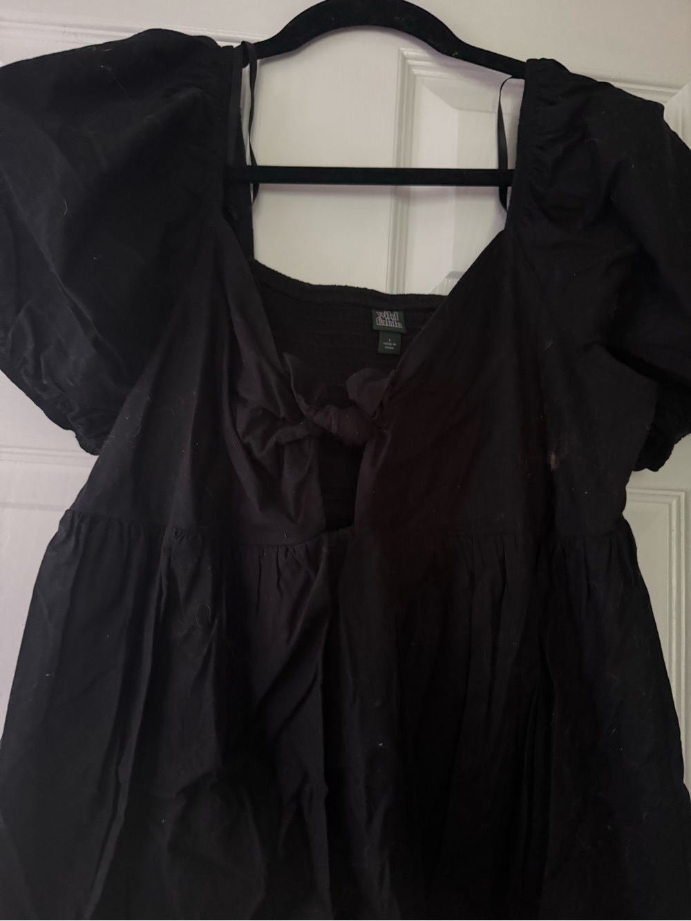 wild fable Black Mini Dress with Puff Sleeves